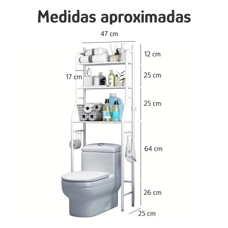 Estante Baño Sobre Inodoro 3 Niveles 47x152cm Ahorra Espacio Blanco