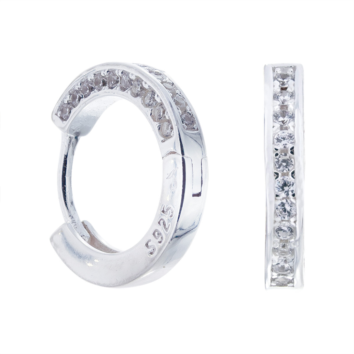 Par de aros de plata 925 con circonias. 