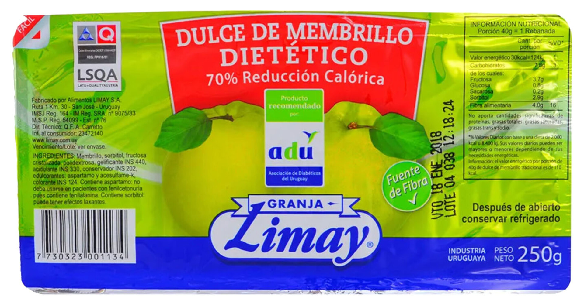 DULCE LIMAY DIET BAND 250G MEMBRILLO 