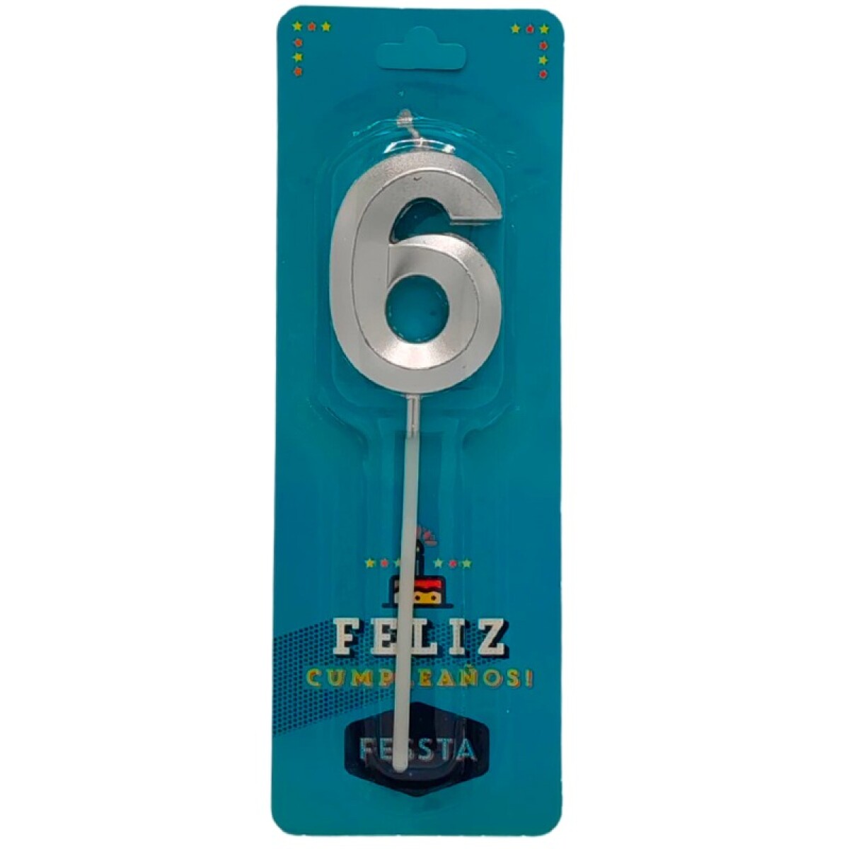 Vela Fessta Número 3D Chica Plateada - SEIS 