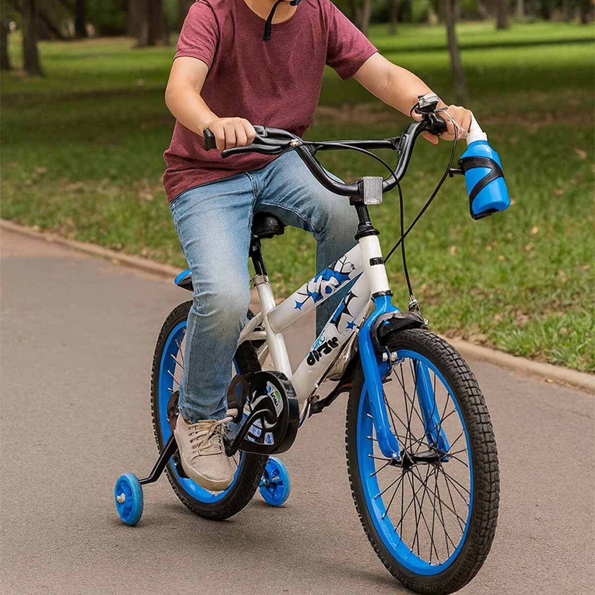 Bicicleta Infantil Rodado 20 Con Rueditas Auxiliares Y Portabotellas - Blanco 