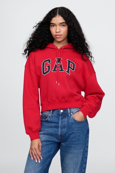 Canguro Logo Gap Cropped Con Felpa Mujer Modern Red Logo