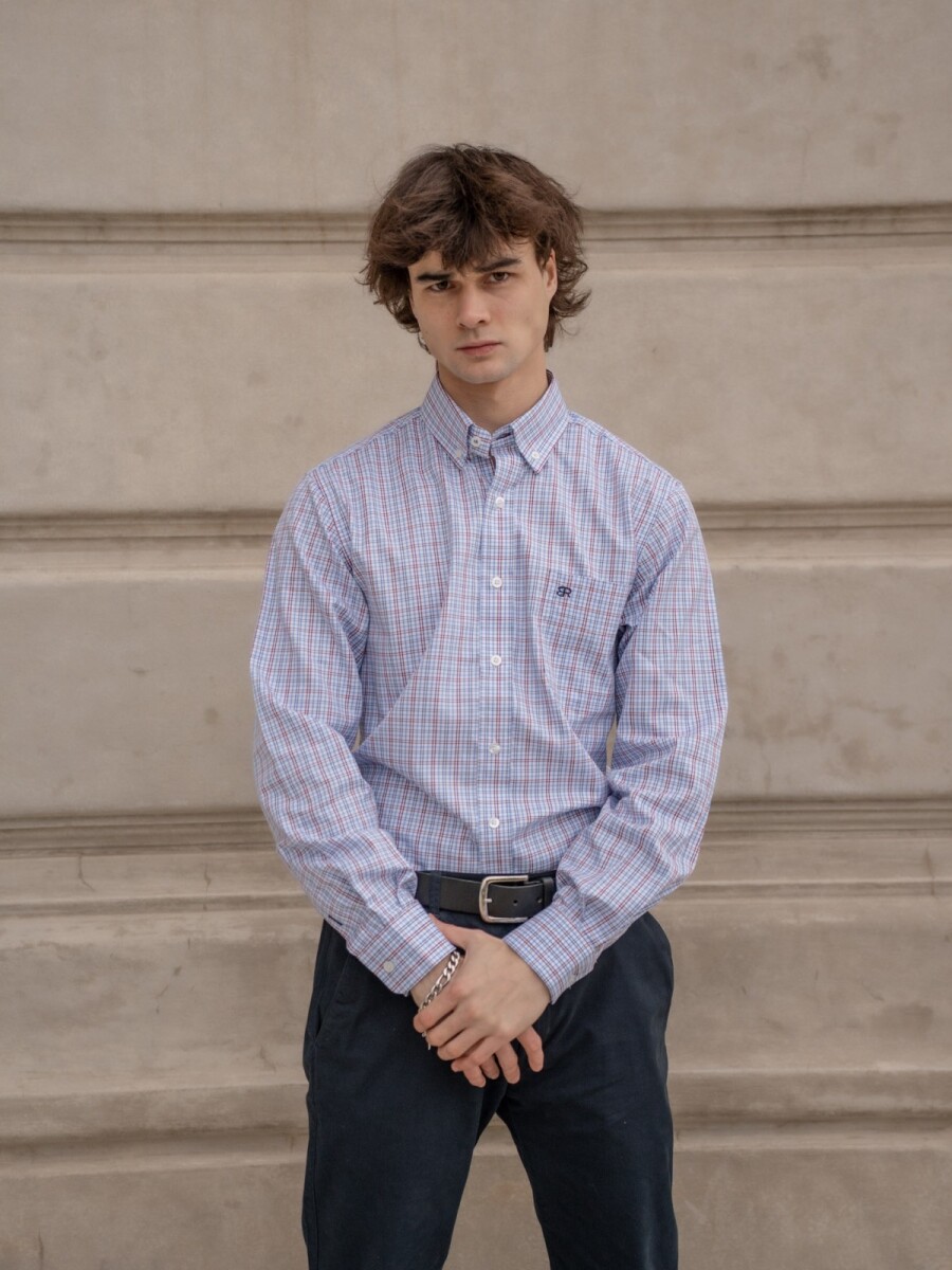 Camisa Escocesa - Celeste y Blanco 