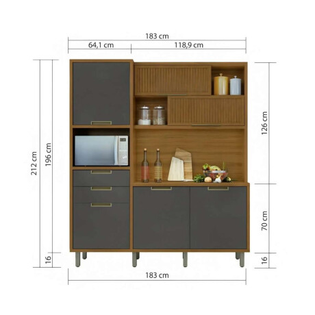 Mueble de Cocina Modular IMPERATRIZ Marron/Gris Oscuro