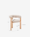 Silla Granite de 3 patas de chenilla beige y madera maciza fresno acabado natural FSC 100% Silla Granite de 3 patas de chenilla beige y madera maciza fresno acabado natural FSC 100%