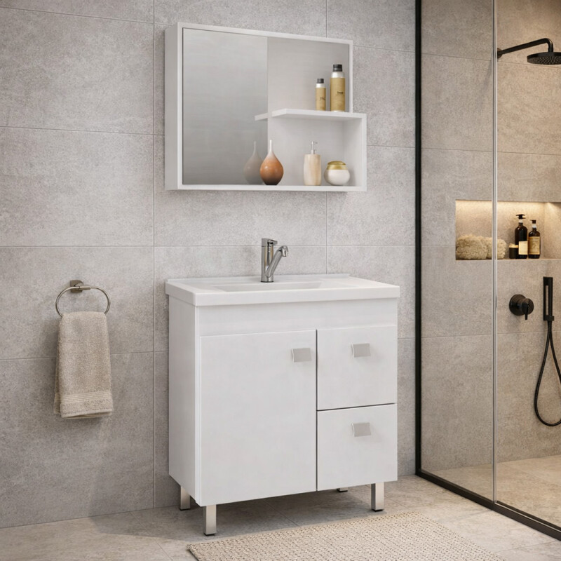 Mueble Para Baño Mgm Móveis Kit Hortencia Con Bacha Y Mueble Color Blanco Mueble Para Baño Mgm Móveis Kit Hortencia Con Bacha Y Mueble Color Blanco