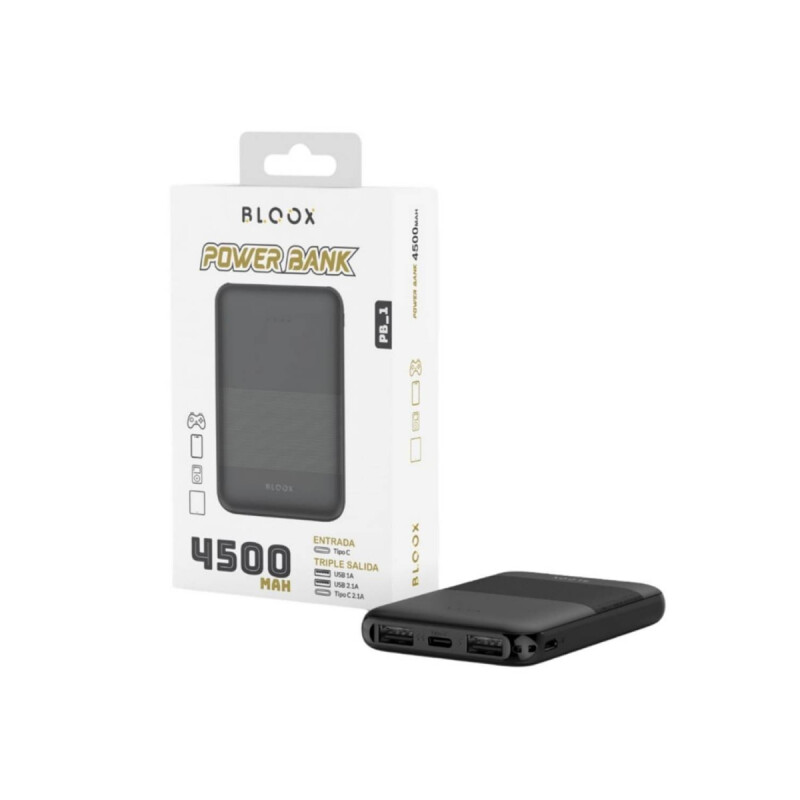 Power Bank 4500 mAh triple salida color negro Power Bank 4500 Mah Triple Salida Color Negro