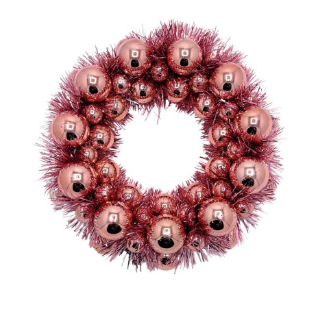 Corona Navideña Metalizada Rosa Oro