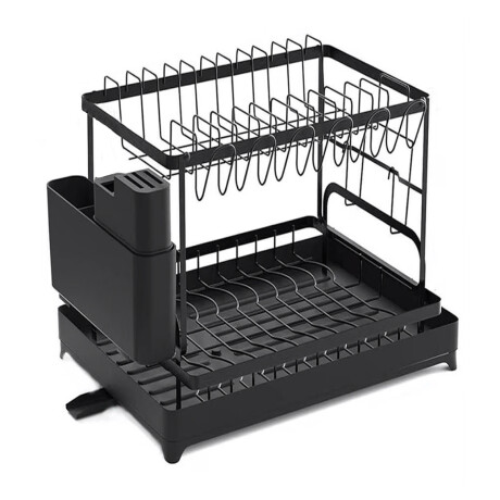 Escurridor 2 Niveles 5 en 1 Metal con Drenaje Automatico Negro