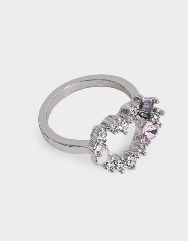 Anillos Chicos Strass Corazón Anillo Corazón Plateado Strass - Plateado