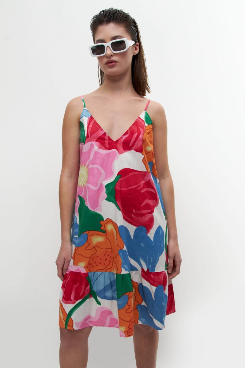 Vestido con estampa floral - multicolor 