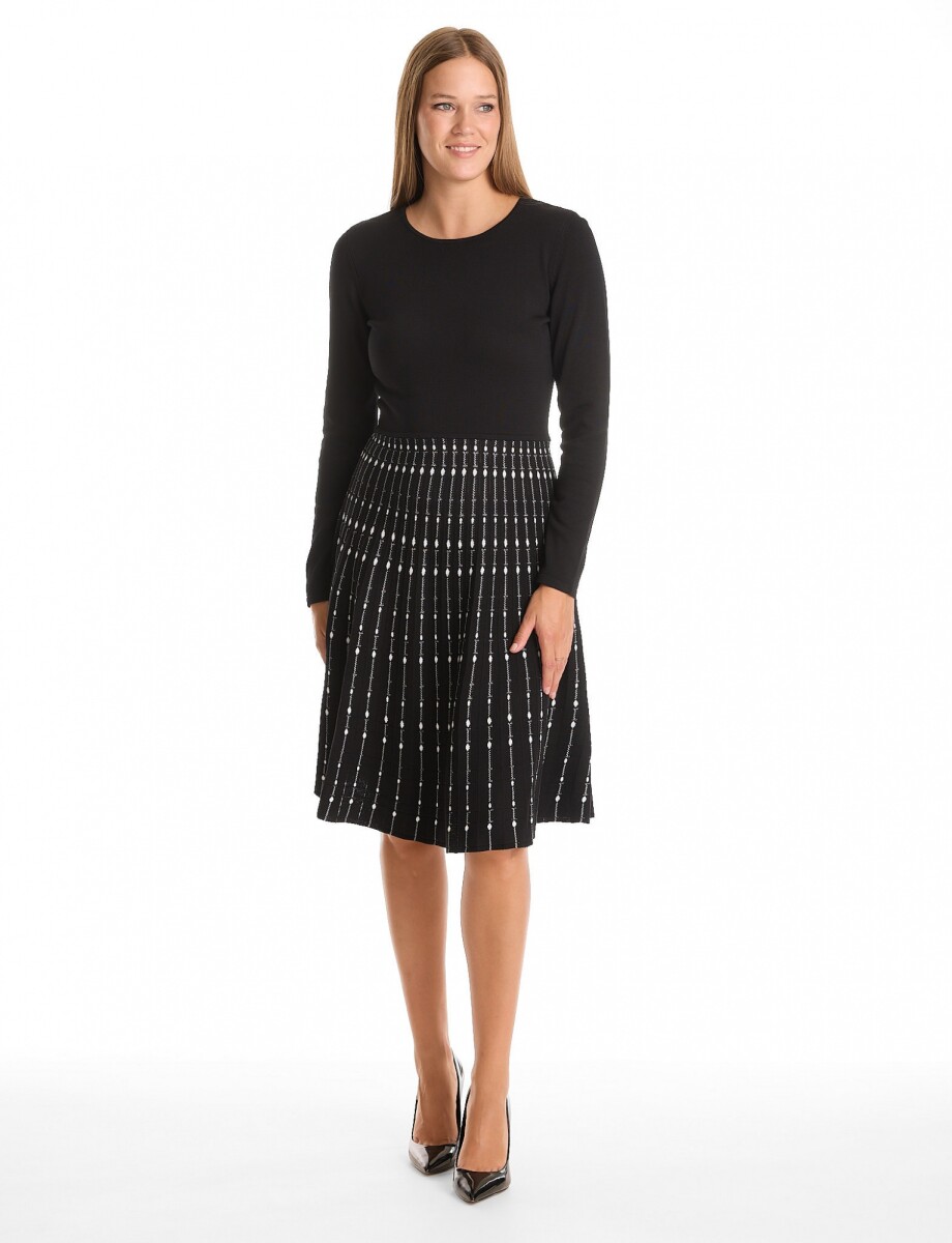 Vestido Tejido - Negro/blanco 