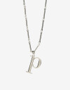 Collares Largos Metal Collar Largo Inicial P - Plateado Rodio