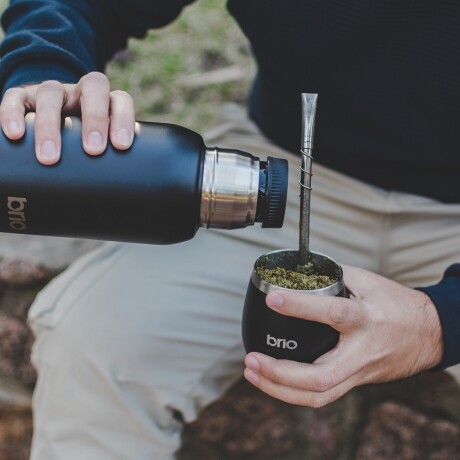 Termo Acero Inox 750 Ml brio Con Pico Cebador Negro