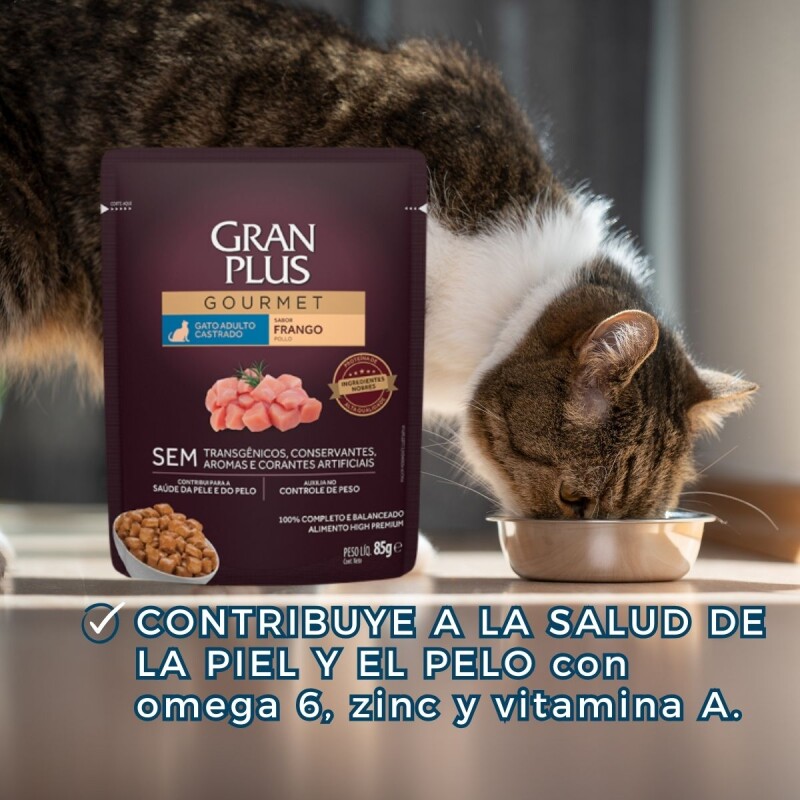 GRAN PLUS EN SALSA GATO CASTRADO POLLO 85 GR