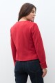Chaqueta simil gamuza botones metálicos rojo