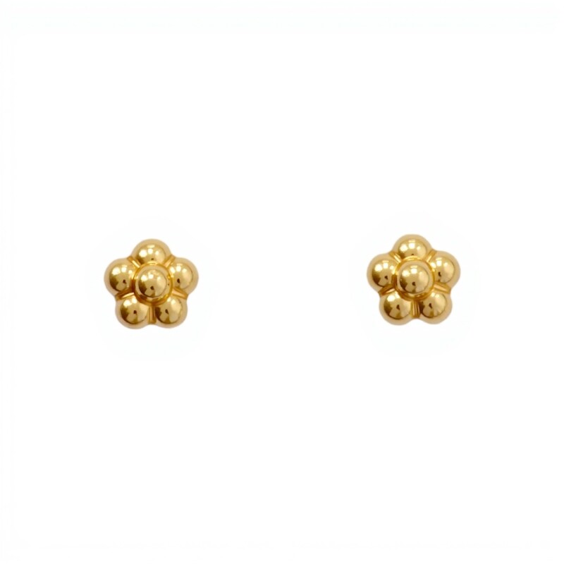 Caravanas Flor Oro 18k- Oro 18k - Sin piedra- CA9501 sinpiedra