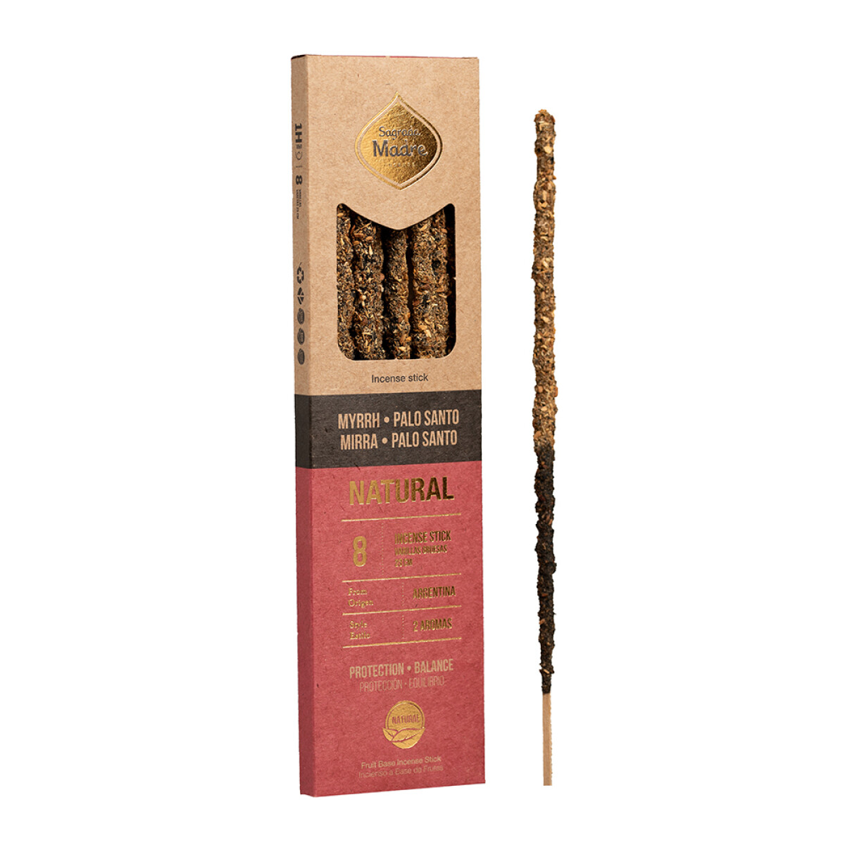 INCIENSO NATURAL DOS AROMAS SAGRADA MADRE X8 - Mirra/palo Santo 