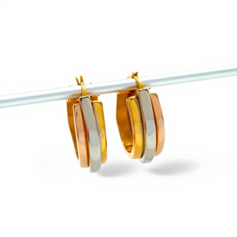 Caravanas aros de oro 3 lineas- Oro bajo - Sin piedra- CA8033 sinpiedra