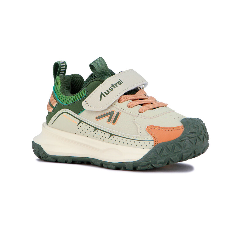 Austral Calzado Deportivo Niño C/velcro Y Elastico / Verde-beige Verde-beige