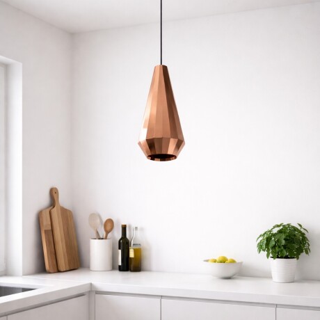 Luminaria de vidrio facetada pintado símil cobre , tubular E27 Luminaria de vidrio facetada pintado símil cobre , tubular E27