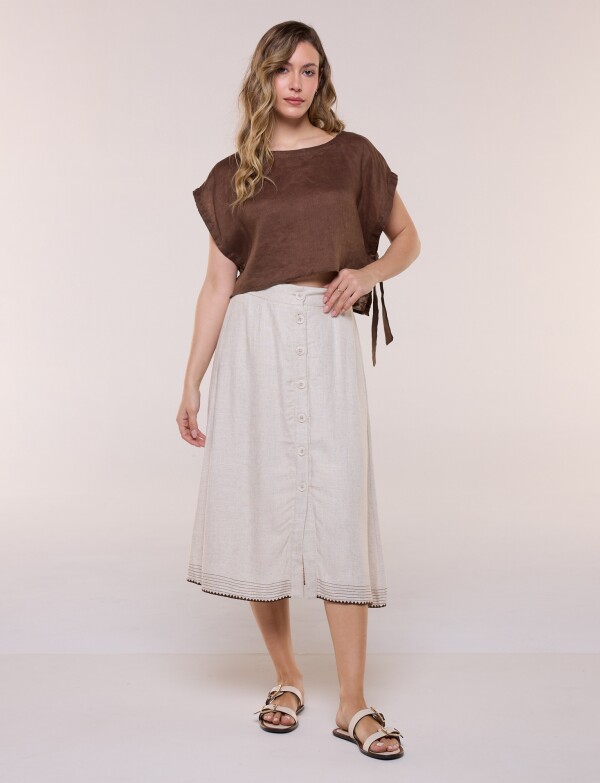 Falda Lino Pespunte BEIGE