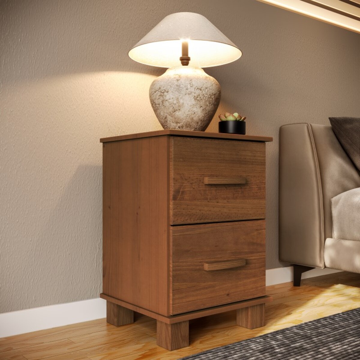 Mesa De Luz Línea Bronce Castaño 