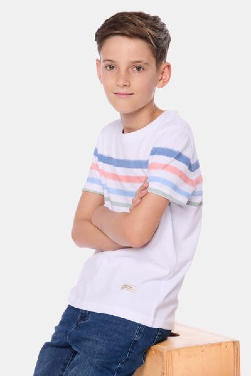 REMERA RAYADA - Blanco 