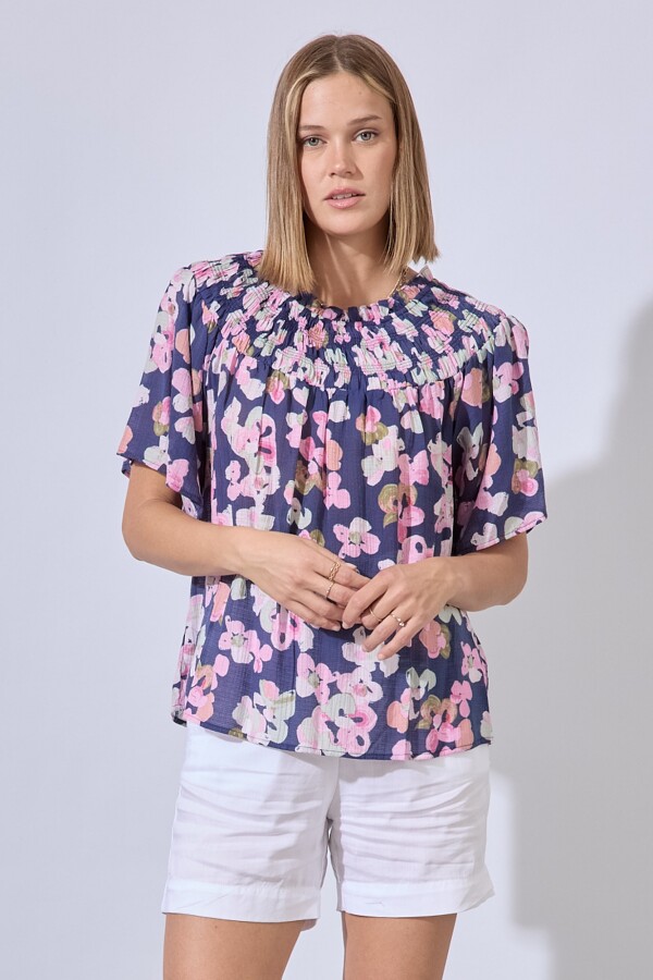 Blusa Frunces MULTI/AZUL