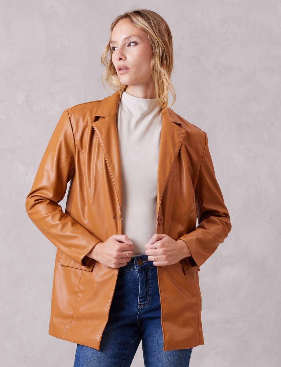 Blazer Eco Cuero Oversize - Tostado 