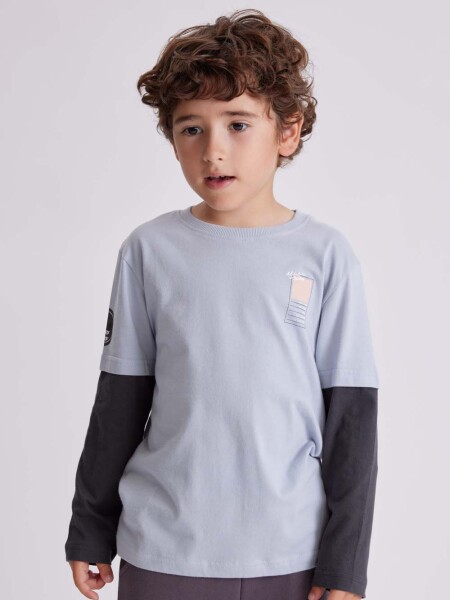 Remera manga larga estampa Celeste