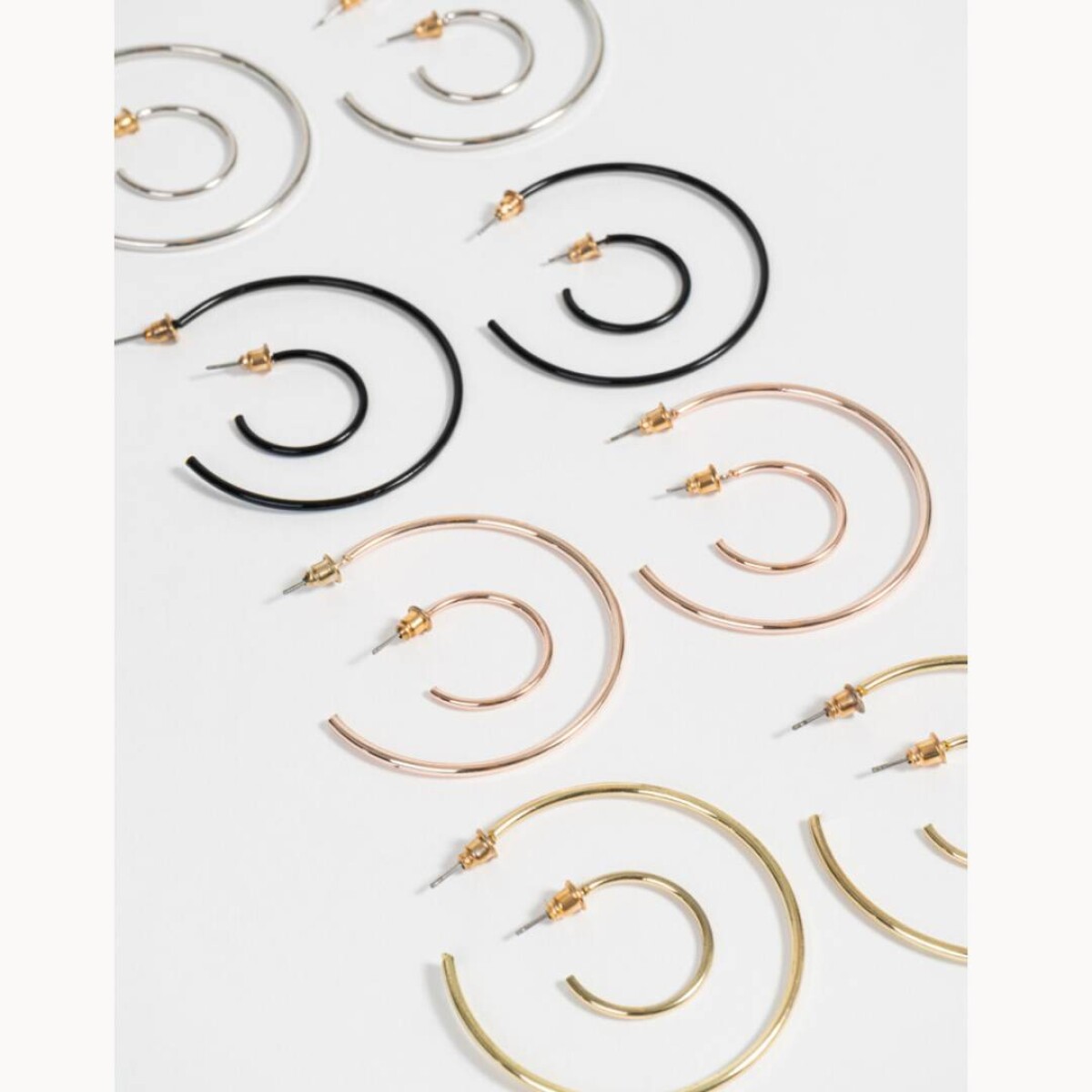 Set De Argollas Mix Plating - Combinacion Tricolor 