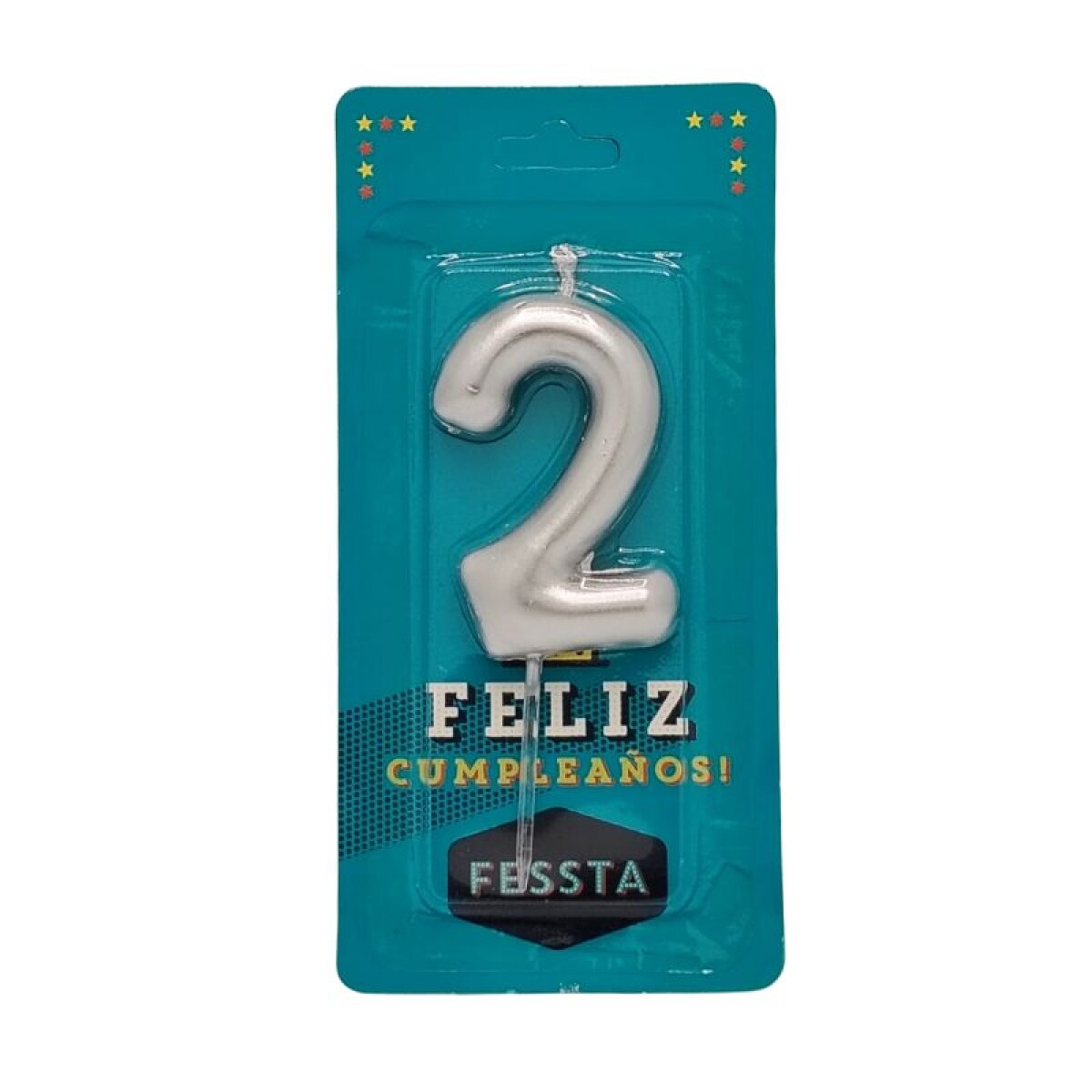 Vela Fessta Número Metalizada Plateada - DOS 