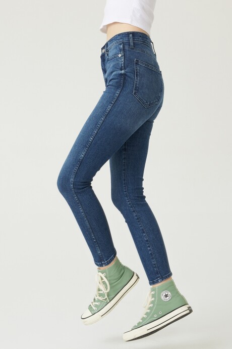 Jean Vintage Slim Tiro Alto Mujer Dark Villa