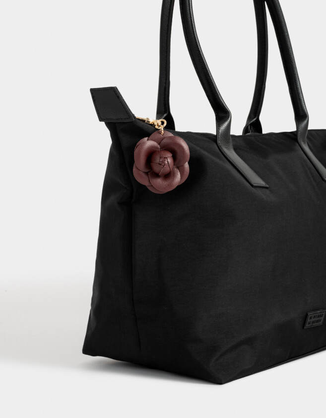 Llavero PU Llavero Y Charm Con Flor De Pu - Rojo Burdeaux