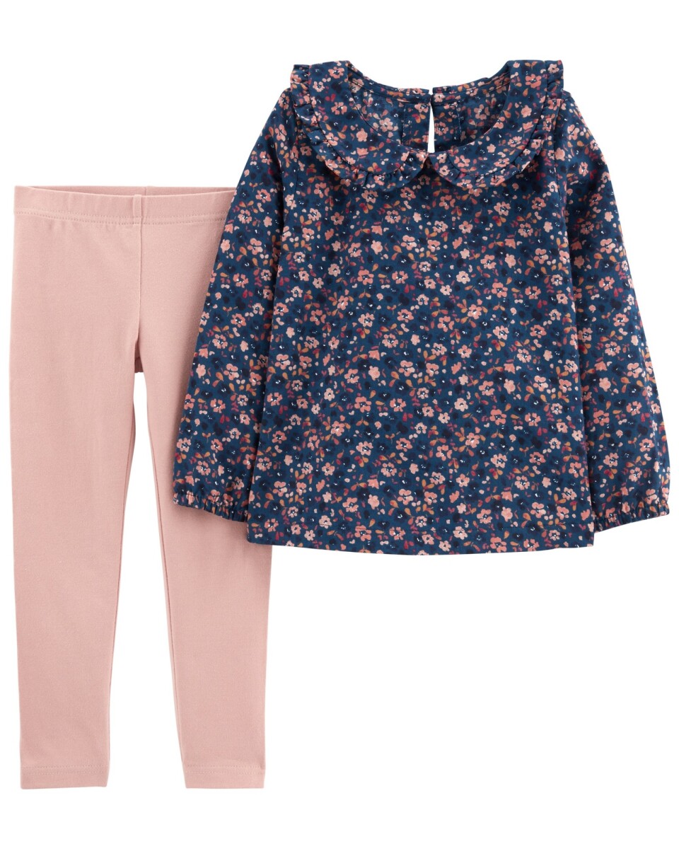 Set dos piezas calza y blusa floral de algodón 