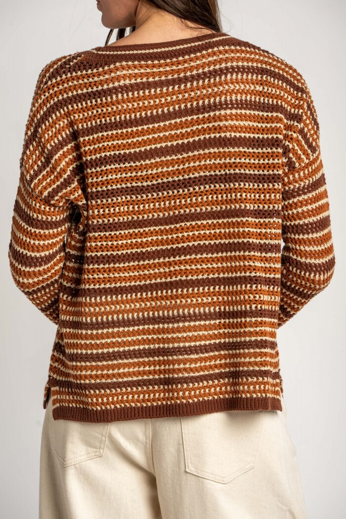 Sweater Rayado Texturado Ocre