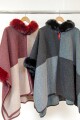 PONCHO BICOLOR BORDO C/ BEIGE