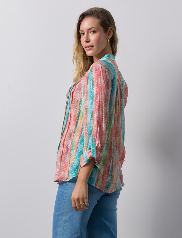 Blusa Gasa Print MULTI/VERDE