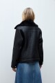 Chaqueta biker eco cuero con piel negro