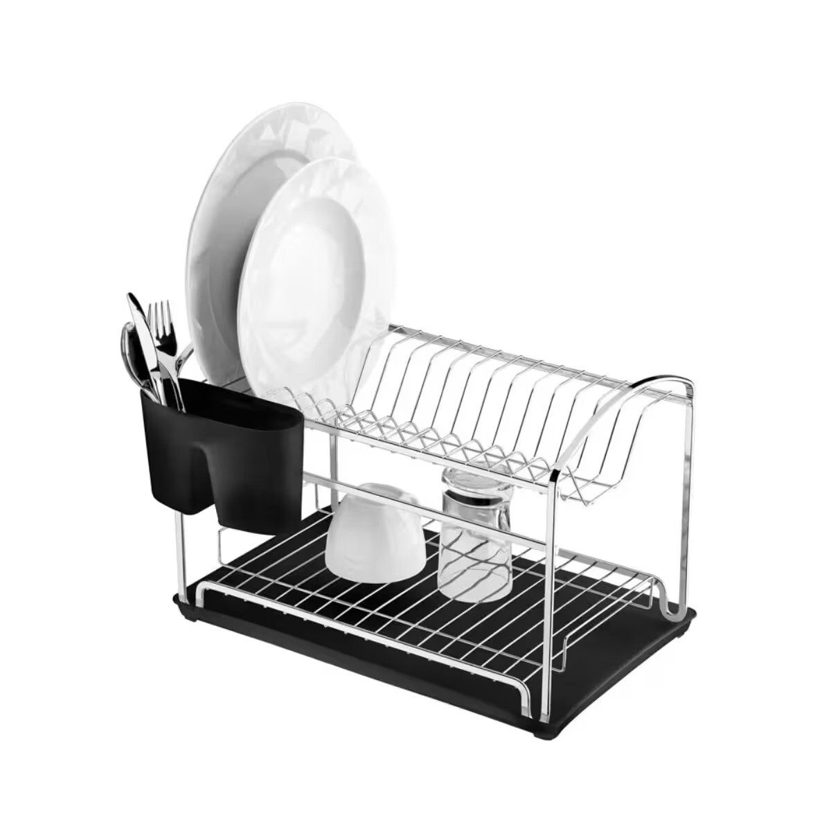 Escurreplatos Con Bandeja Doble Cromado 