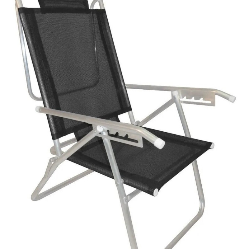 Reposera Infinita up Zaka Aluminio Reforzada 5 Posiciones Negro