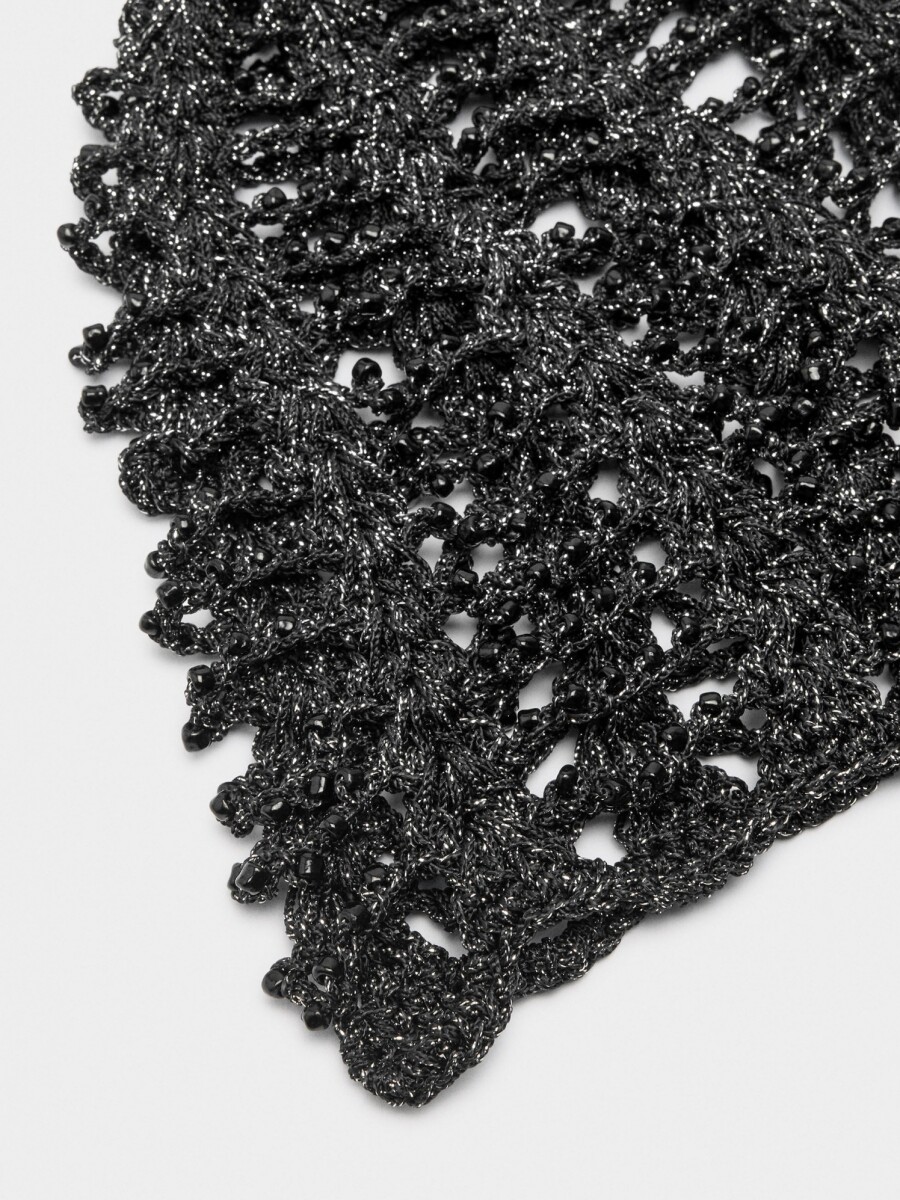 Gorro Macramé Con Cuentas negro