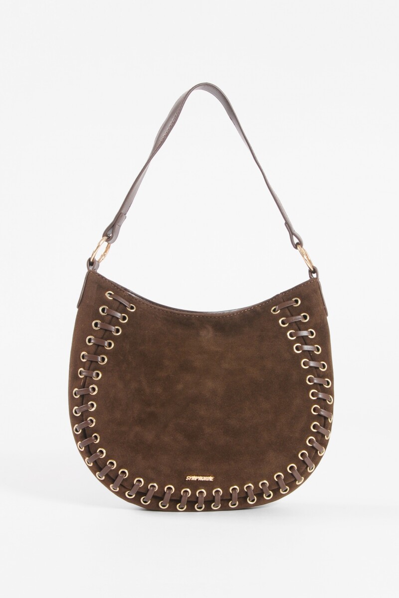 Cartera de hombro suede trenzado chocolate