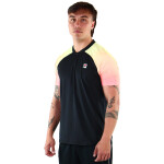 Fila polo masculina classic - negro/impreso de color Negro-Multicolor