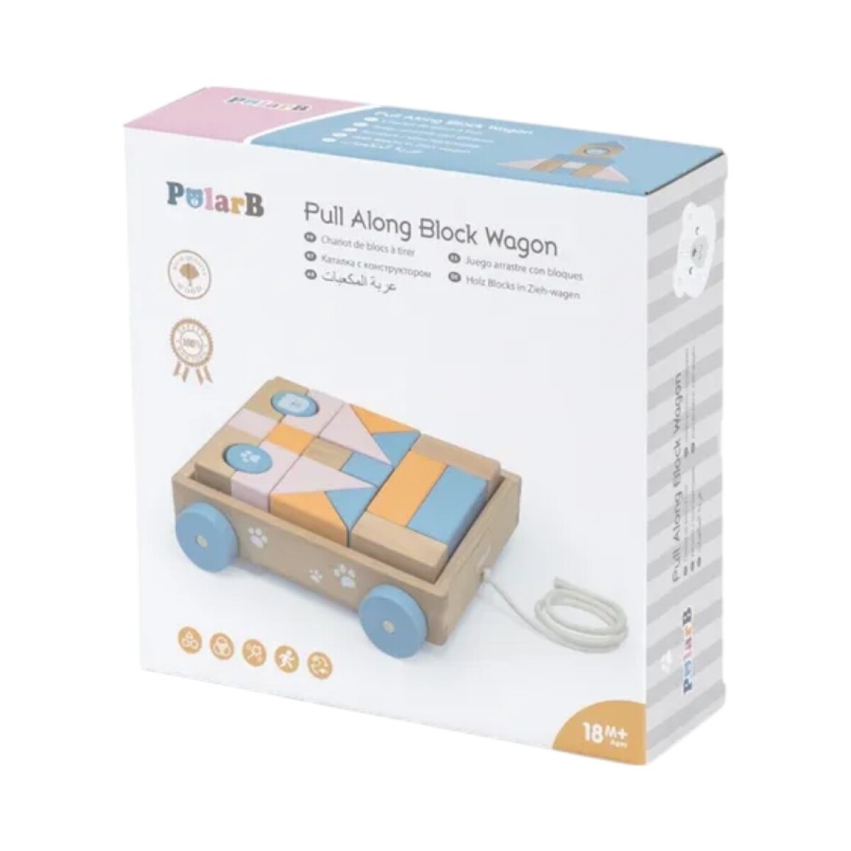 Vagón de arrastre con bloques en madera Polar B 