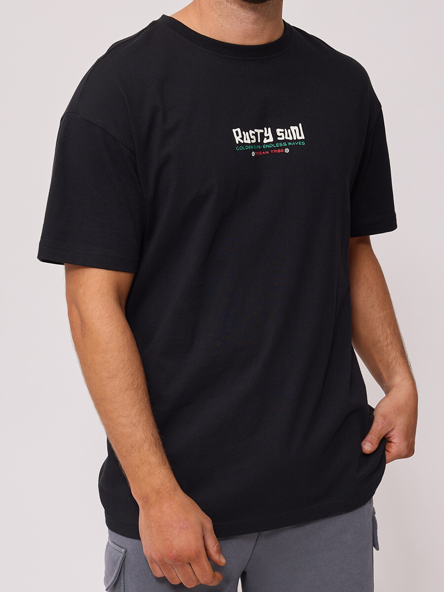 T-SHIRT EXAVI RUSTY - Negro 