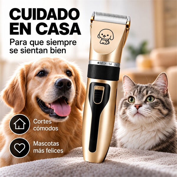 Cortapelo Mascotas con 4 Peines Dorado