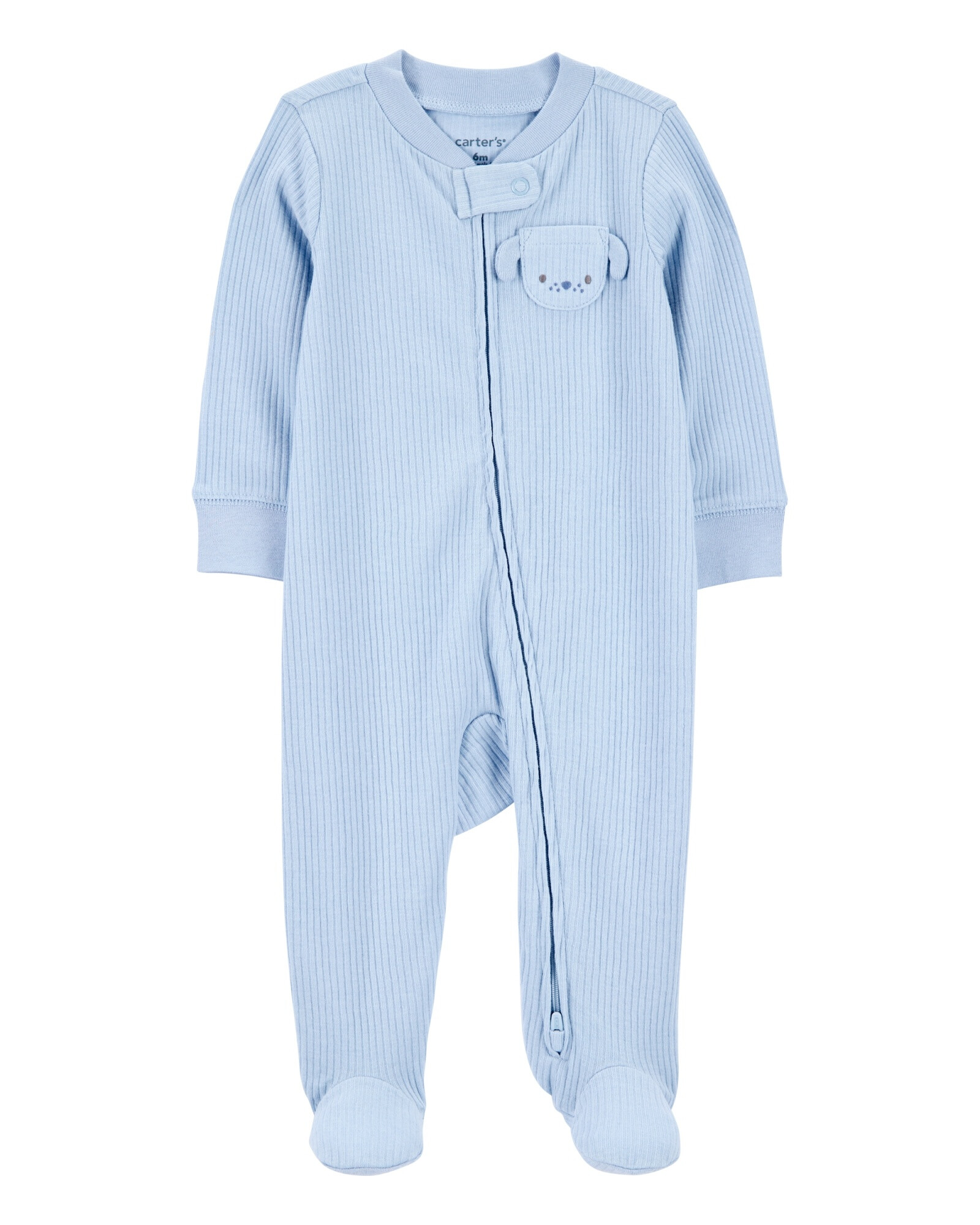 Pijama una pieza de algodón acanalado, con pie, bolsillo perrito Pijama una pieza de algodón acanalado, con pie, bolsillo perrito