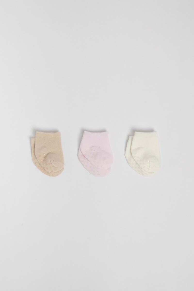 Pack x3 medias soquetes lisas Rosa